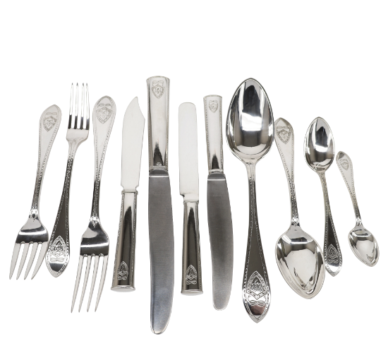 Picture of Antique 66pc Silver Russian Flatware Set by Hermann Bank