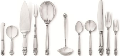 Picture of New Georg Jensen 'Acorn' 66-Piece Dinner Size Set - Service for 12