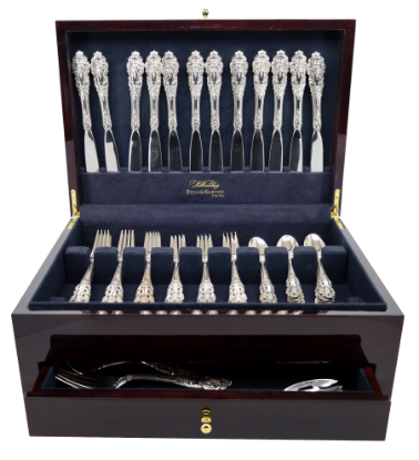 Picture of Gorham 'Crown Baroque' 55-Piece Sterling Silver Flatware Set with Chest