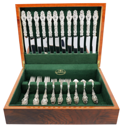 Picture of Whiting Division of Gorham 'Lily' 50-Piece Sterling Silver Flatware Set with Chest