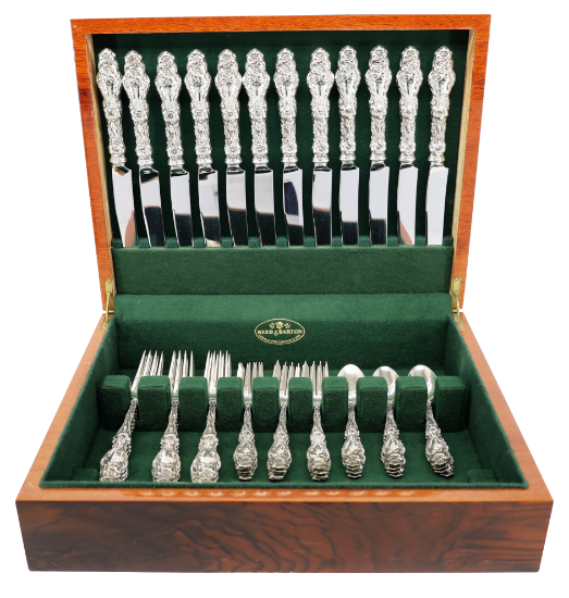 Picture of Whiting Division of Gorham 'Lily' 50-Piece Sterling Silver Flatware Set with Chest