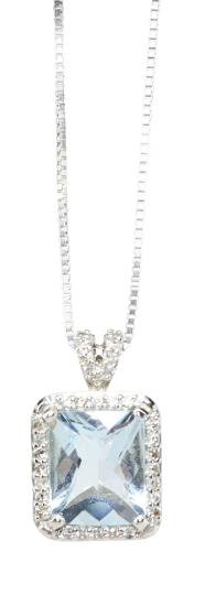 Picture of Aquamarine and Diamond Pendant in 14k White Gold