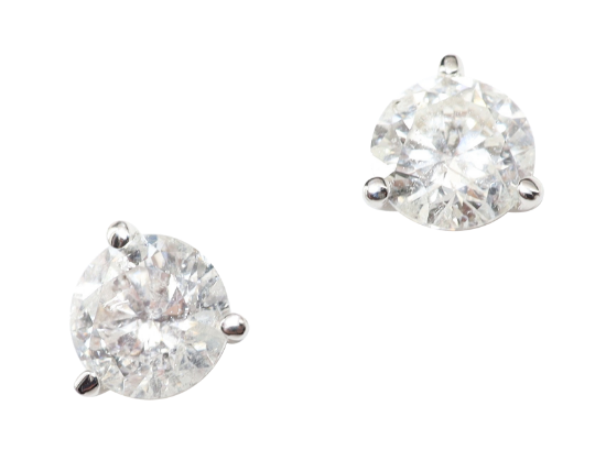 Picture of 14k White Gold 2CTW Round Brilliant Diamond Solitaire Studs 