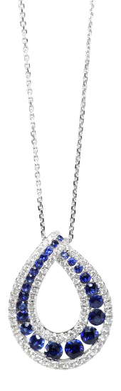 Picture of 14k White Gold Starlit Sapphire Diamond Necklace 