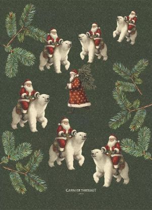 Picture of Garnier-Thiebaut "Ours de Noël" Santa with Polar Bears Tea Towel