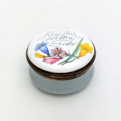 Picture of Vintage Crummles & Co. English Enamel 'Keep This for My Sake' Trinket Box