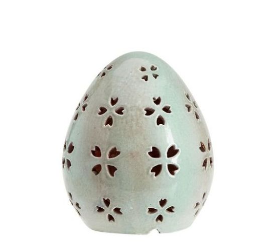 Picture of Small, Blue Terra Cotta Easter Egg Candle Dome/Luminary
