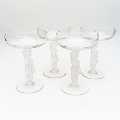 Picture of Vintage Set of 4 'Bacchus' Champagne Saucers by Bayel, France