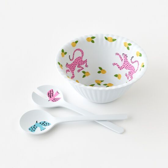 Picture of One Hundred 80 Degrees 3-Piece Leopard Melamine Salad Serving Set