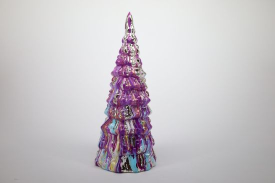 Picture of One Hundred 80 Degrees Large Purple and Blue Marbled Glass Tree By Glitterville  
