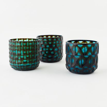 Picture of One Hundred 80 Degrees Deep Blue Cut Glass Vase