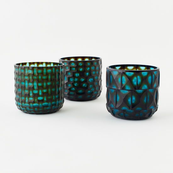 Picture of One Hundred 80 Degrees Deep Blue Cut Glass Vase