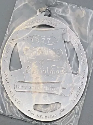 Picture of Lunt 1977 Sterling Silver "Silent Night" Ornament, gently used, no box