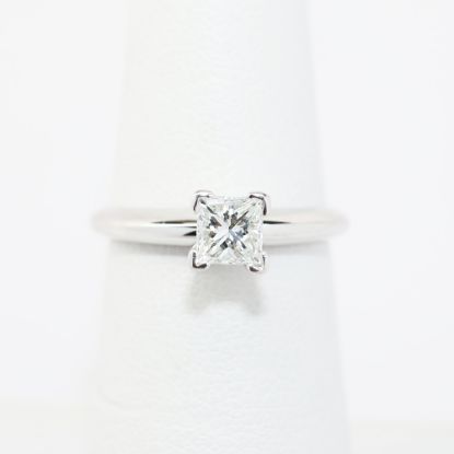 Picture of 14k White Gold .56Ct Princess Cut Diamond Solitaire Engagement Ring