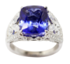 Picture of Platinum & Rectangular Cushion Cut Tanzanite Ring with Mixed Cut Diamond Accents
