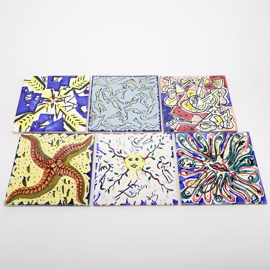 Picture of Set of 6 Salvadore Dali Enameled Ceramic Tiles
