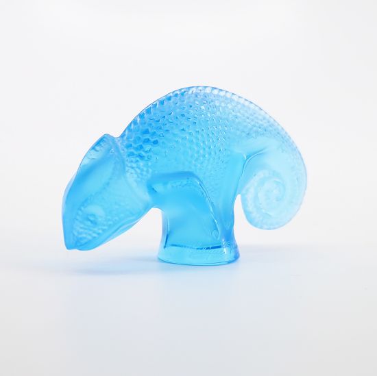 Picture of Lalique Crystal 'Tai-Ta' Chameleon Figurine in Light Blue