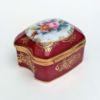Picture of Vintage Traditional Style Limoges Porcelain Burgundy Casket/Trinket Box With Floral Motif