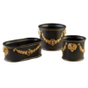 Picture of Mottahedeh 'Tony Duquette Collection' Small Round Cachepot in Black & Gold