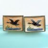 Picture of Vintage Reverse Carved & Painted Intaglio Cufflinks With Ducks Over Lake