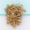 Picture of Vintage Miriam Haskell Triple Flower Brooch With Faux Pearl & Rhinestone Accents
