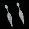 Picture of Clear Cz Pave Dangle Post Back Earrings. 2" Long
