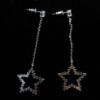 Picture of Clear Cz Small Star Dangle Post Back Earrings. 2.5" Long, .75" Wide