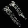 Picture of Clear Cz Butterfly Dangle Post Back Earrings. 3" Long, .75" Wide