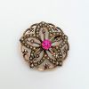 Picture of Victorian Era 14K Gold, Seed Pearl & Natural Ruby Flower Brooch/Pendant