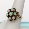 Picture of Antique 14K Gold & White Opal Cluster Ring With Black Enamel Accents