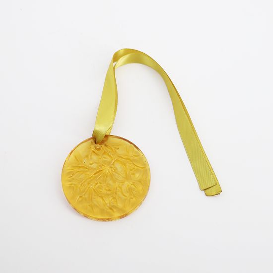 Picture of Lalique 1991 'Gui' Amber Mistletoe Annual Christmas Ornament