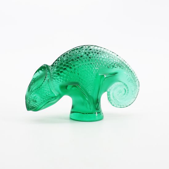 Picture of Lalique Crystal 'Tai-Ta' Chameleon Figurine in Emerald Green