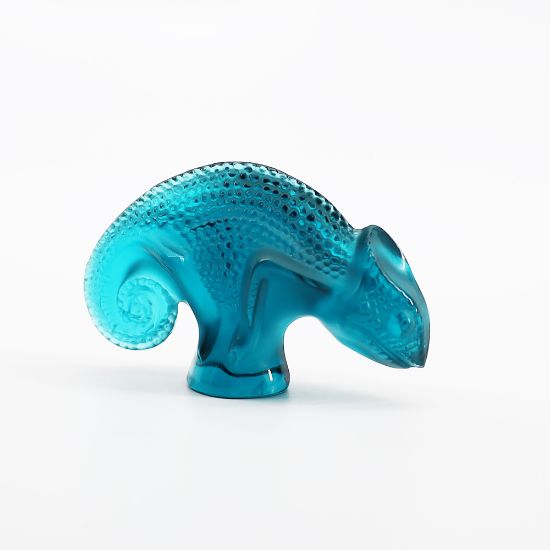Picture of Lalique Crystal 'Tai-Ta' Chameleon Figurine in Turquoise Blue
