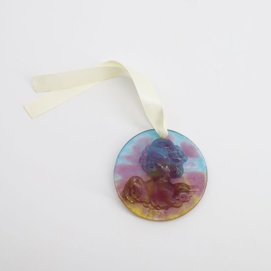 Picture of Daum 1994 Paté de Verre Glass 'Cherub' Christmas Ornament