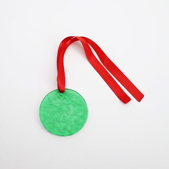 Picture of Lalique 1990 'Gui' Emerald Green Mistletoe Annual Christmas Ornament