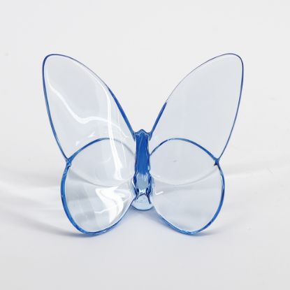 Picture of Baccarat Light Blue Crystal Butterfly on Pedestal Paperweight Figurine  
