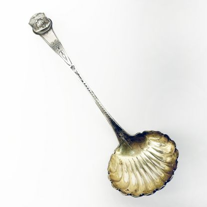 Picture of Antique Peter L. Kreider (Philadelphia) Coin Silver Soup Ladle with Medallion Handle
