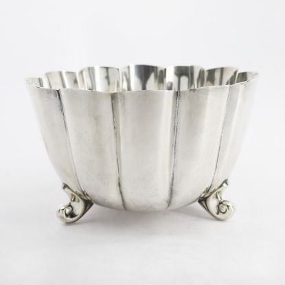 Picture of Tuttle Sterling Silver Footed, Fluted Serving Bowl with Scroll Feet, Style 1171