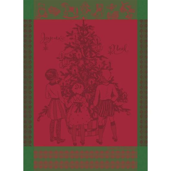 Picture of Garnier-Thiebaut 'Noel d'Enfance Houx' Childhood Christmas Kitchen Towel