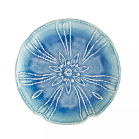Picture of Juliska 'Berry & Thread, Sealife' Set of 4 Urchin Dessert Plates in Delft Blue Ombre Crackle