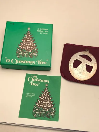 Picture of Lunt 1978 Sterling Silver "O Christmas Tree" Ornament, with box