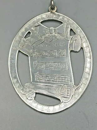 Picture of Lunt 1976 Sterling Silver "Jingle Bells" Ornament, gently used, no box