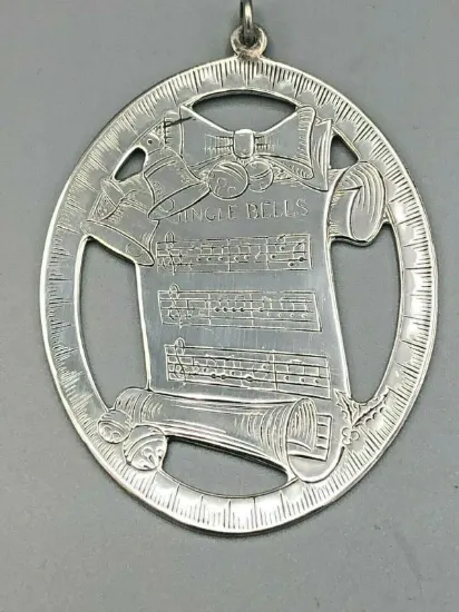 Picture of Lunt 1976 Sterling Silver "Jingle Bells" Ornament, gently used, no box