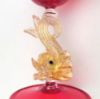 Picture of Antique Salviati Murano Ruby Red Venetian Glass Goblet with Golden Dolphin Stem