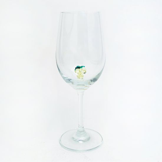 Picture of Vintage Murano Glass White Wine Glass with Figural Grape Bunch Inside Bowl