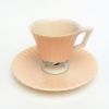 Picture of Rare Antique 1906-1930 Lenox Ribbed Demitasse Cup & Saucer in Peach with Blue Vine Details