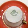 Picture of Vintage Aynsley Bone China Orange & Pale Butter Yellow Demitasse Cup & Saucer with Brown Scroll Details