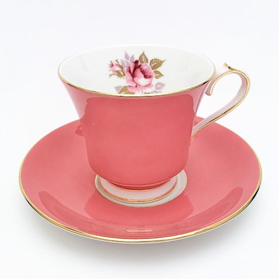 Picture of Vintage Aynsley Bone China Pink Tea Cup & Saucer with Rose Inside