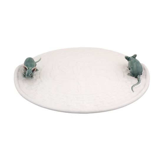 Picture of Bordallo Pinheiro White Lily Tray with Mice