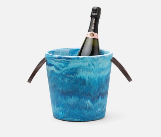 Picture of Blue Pheasant Wesley Barware Blue Swirled Ice Bucket